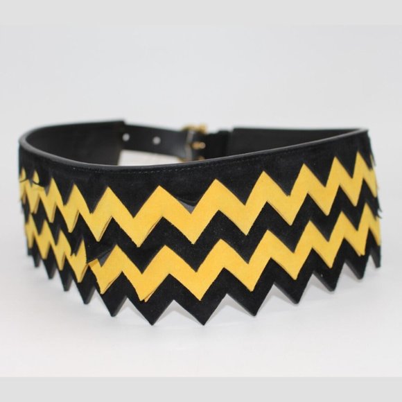 $725 Salvatore Ferragamo BLACK/YELLOW KID Leather Belt Size 65, 80 main image 6